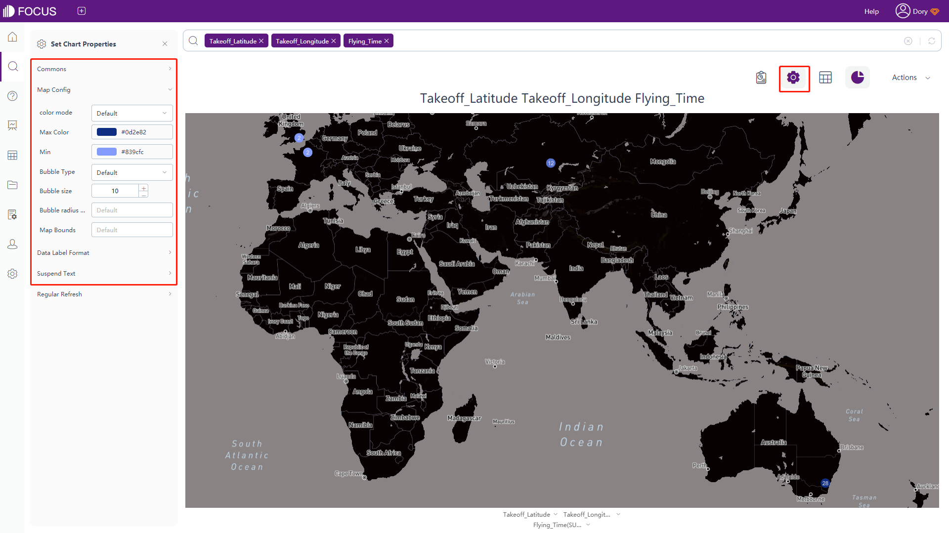 Figure 3-4-93 Longitude & Latitude bubble chart configuration